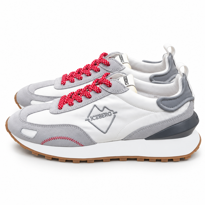 ICEBERG Sneaker Damen Herren Weiß Grau Rot Designer Schuhe