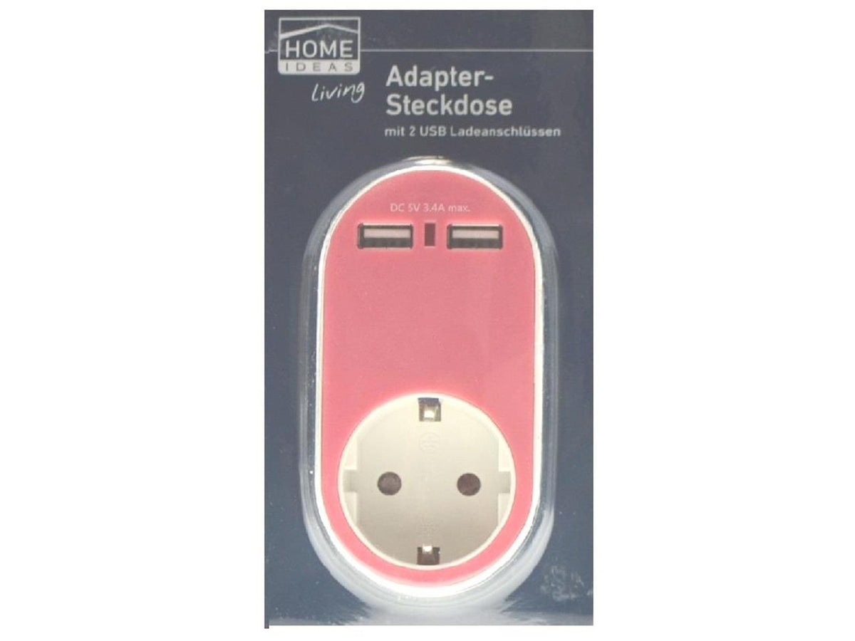 Home Ideas Adapter Steckdose mit 2 USB Ladeanschlüssen Zwischen-Stecker Steckdose Mehrfachstecker