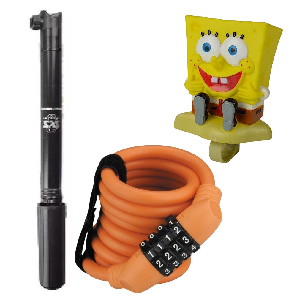 Fahrrad Zubehör Schloss inkl. Pumpe & Hupe Set