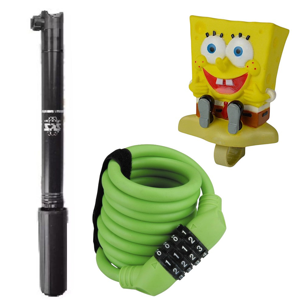 Fahrrad Zubehör Schloss inkl. Pumpe & Hupe Set