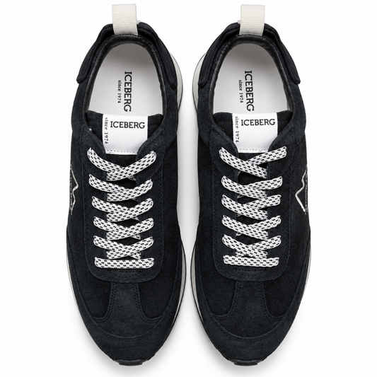 ICEBERG Herren Sneaker Schwarz Weiß Designer Schuhe