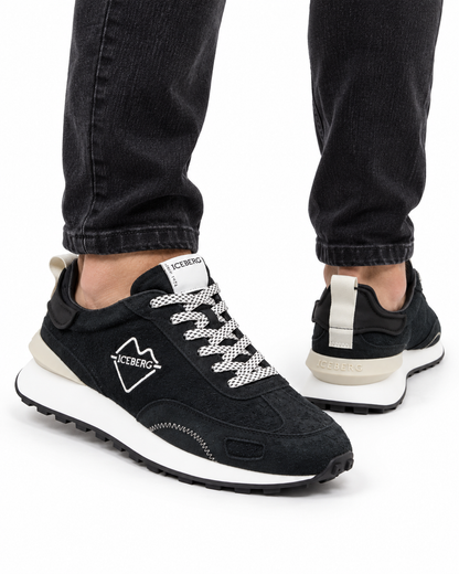 ICEBERG Herren Sneaker Schwarz Weiß Designer Schuhe