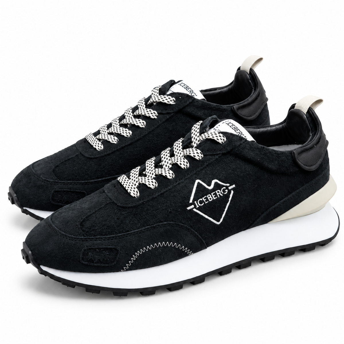 ICEBERG Herren Sneaker Schwarz Weiß Designer Schuhe