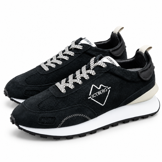 ICEBERG Herren Sneaker Schwarz Weiß Designer Schuhe