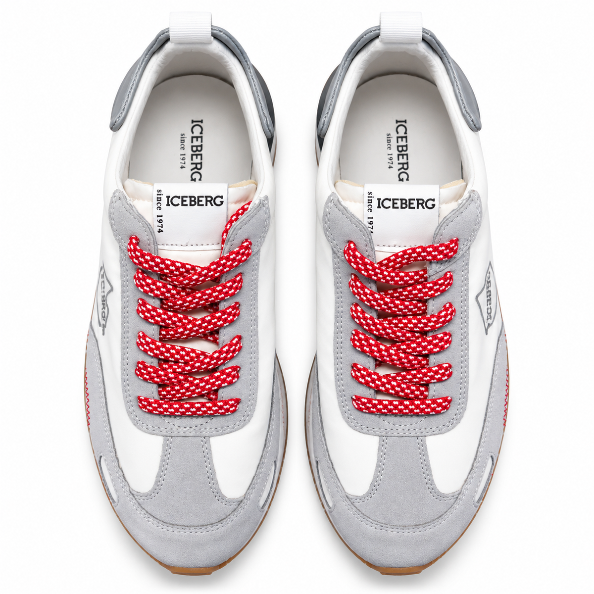 ICEBERG Sneaker Damen Herren Weiß Grau Rot Designer Schuhe