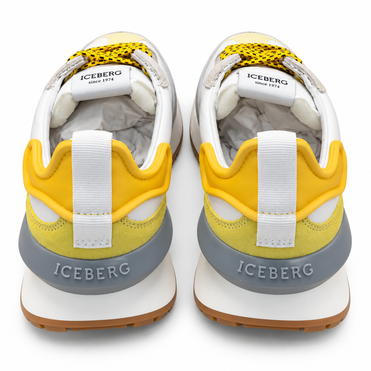 ICEBERG Herren Sneaker Weiß Grau Gelb Designer Schuhe