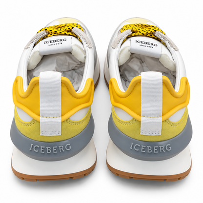 ICEBERG Herren Sneaker Weiß Grau Gelb Designer Schuhe