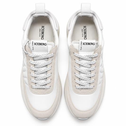 ICEBERG Herren Sneaker Weiß Grau Freizeitschuhe Designer Schuhe