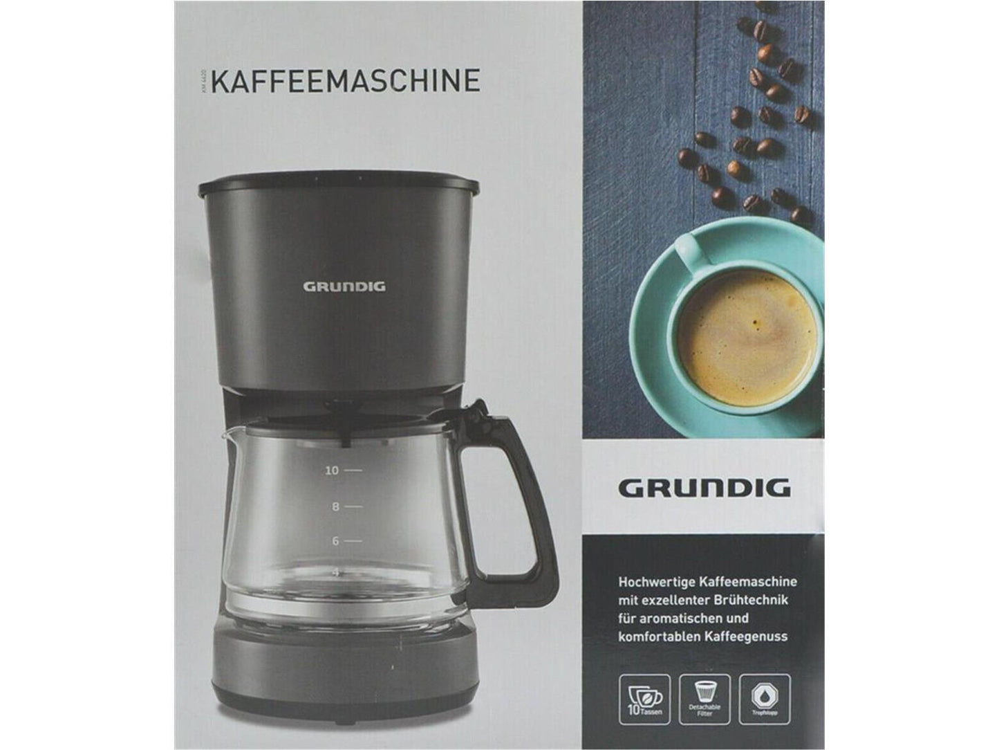 Grundig KM 4620 Kaffemaschine, 900 W, 10 Tassen 1,25 L