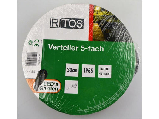 RITOS LEDs Garden Verteiler 5-fach 30 cm. Schwarz