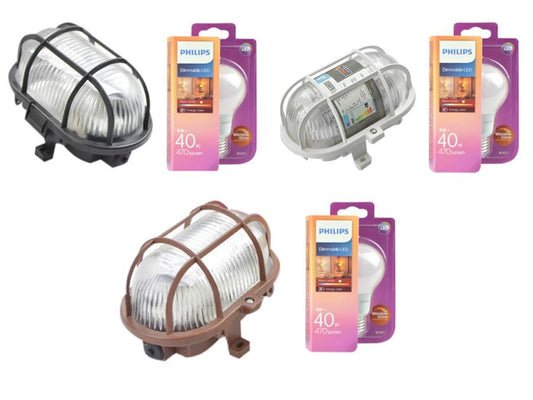 ISO Ovalleuchte 60W Inkl. Philips LED Birne Lampe dimmbar E27 6 W (40 W)