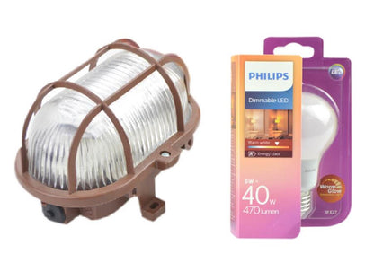 ISO Ovalleuchte 60W Inkl. Philips LED Birne Lampe dimmbar E27 6 W (40 W)