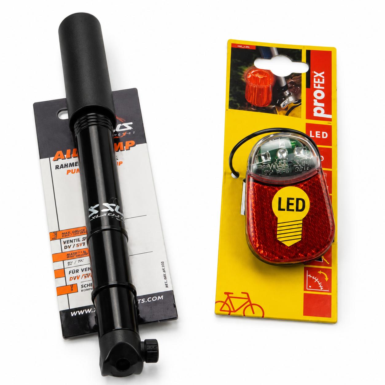 Profex Rückleuchte mit Prüfzeichen LED Inkl Fahrrad Luftpumpe