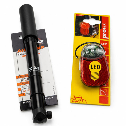 Profex Rückleuchte mit Prüfzeichen LED Inkl Fahrrad Luftpumpe