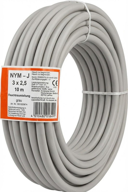 Mantelleitung NYM-J 3 x 2,5 mm² Grau (10 m Ring)