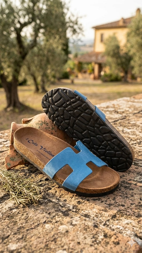 Cala Violina Damen Pantolette Echtleder Hellblau