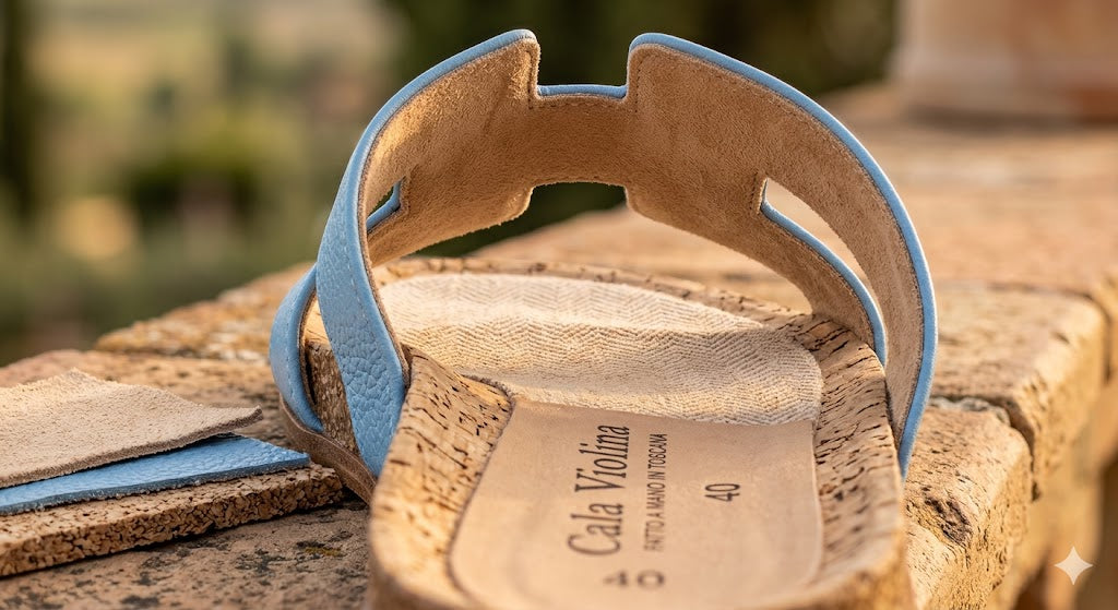 Cala Violina Damen Pantolette Echtleder Hellblau