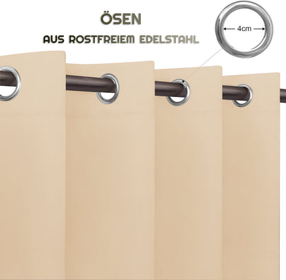 Outdoor Vorhang Wettergeschützt, BEIGE XXL BxH 213x244cm