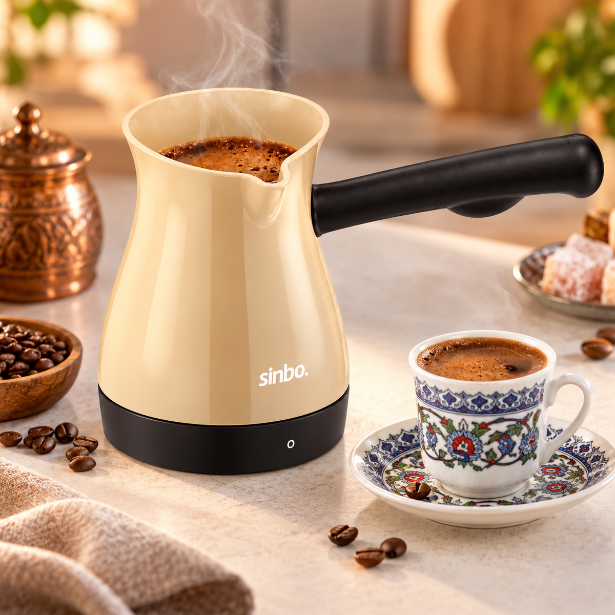 Sinbo SCM 2951 Elektrische Kaffeemaschine Türkischer Kaffee 400ml Beige
