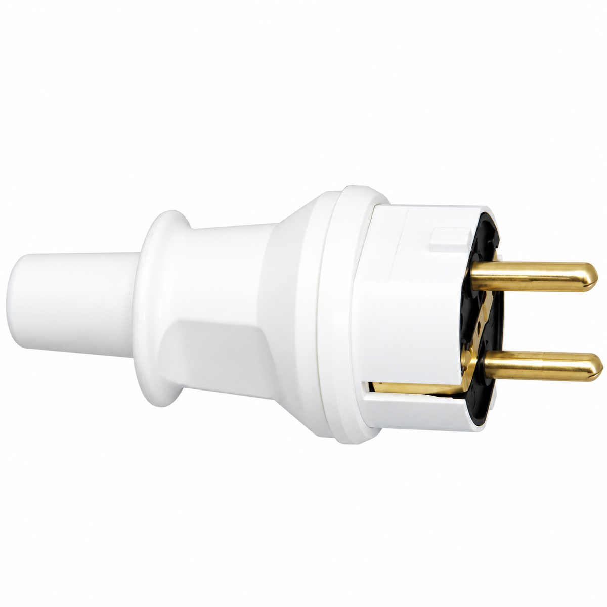 Kopp Schutzkontaktstecker mit Knickschutztülle, IP44 Schutzklasse, spritzwassergeschützt, 250V (16A), PVC, bruchfest, arktis-weiß, 173002007