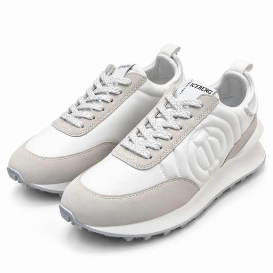 ICEBERG Herren Sneaker Weiß Grau Freizeitschuhe Designer Schuhe