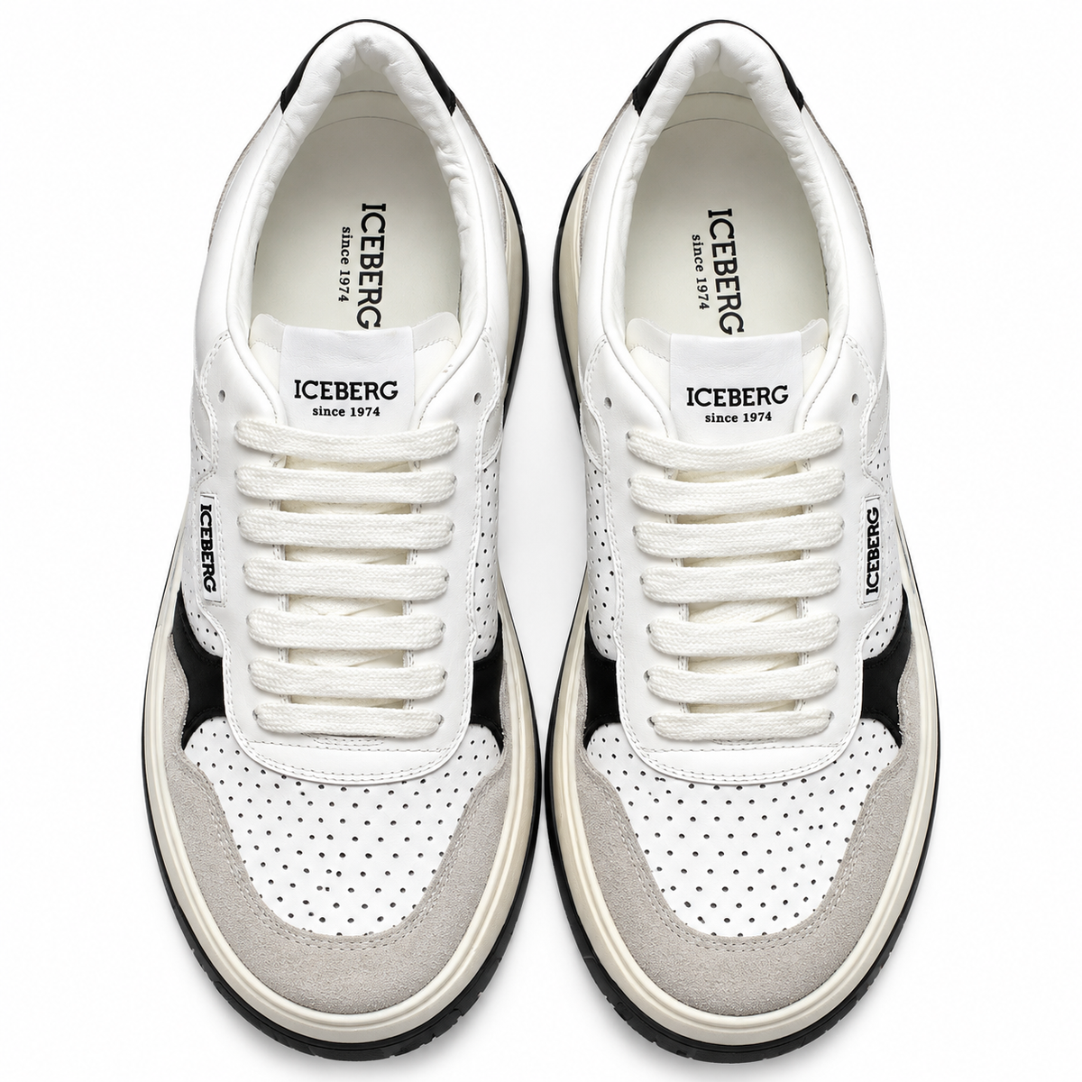 ICEBERG Sneaker Herren Damen Weiß Grau Schwarz Low Top Schuhe