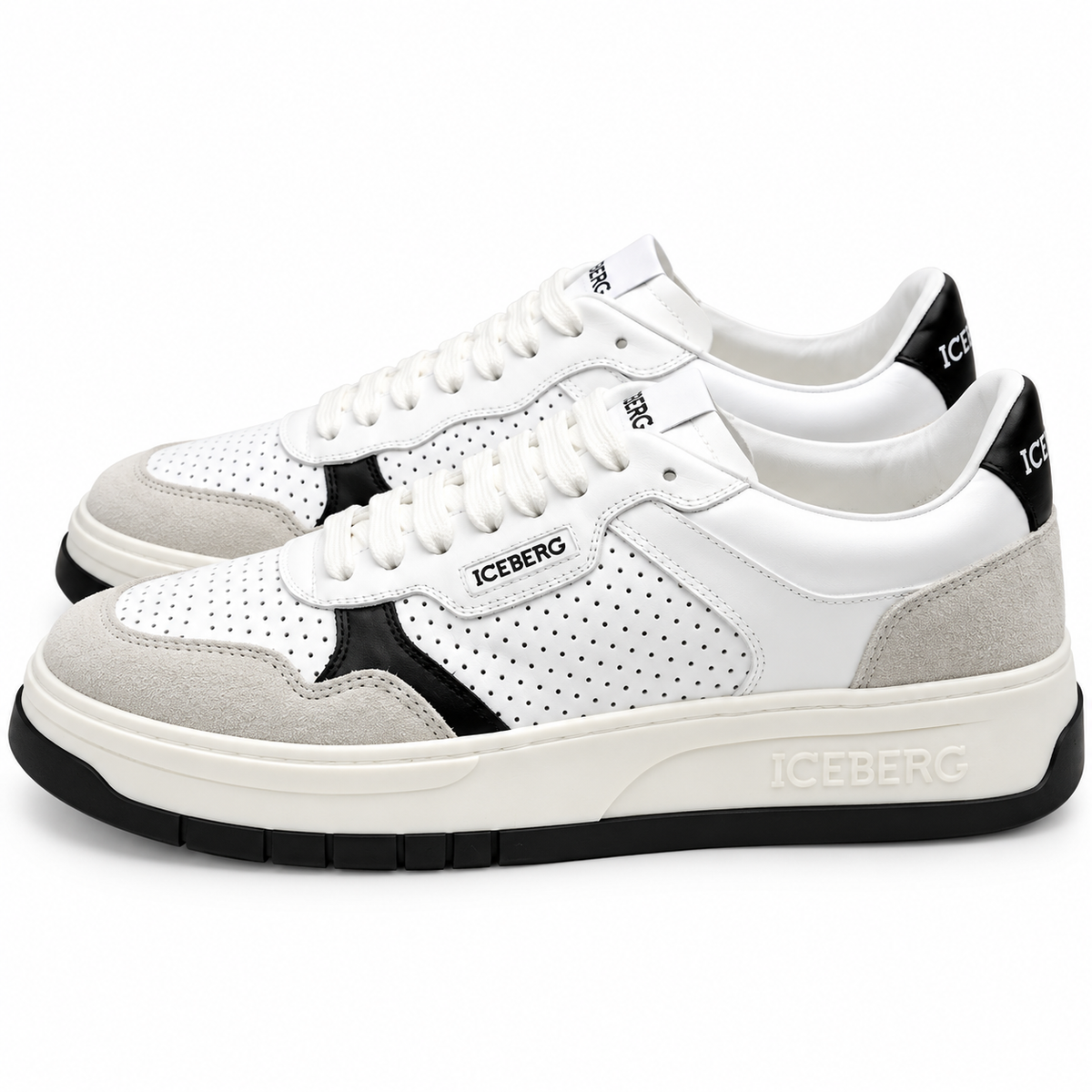 ICEBERG Sneaker Herren Damen Weiß Grau Schwarz Low Top Schuhe