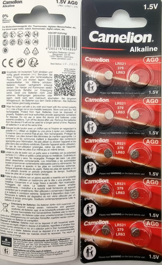 Camelion Alkaline Batterie AG0 LR521 LR63 379 1.5V  10X