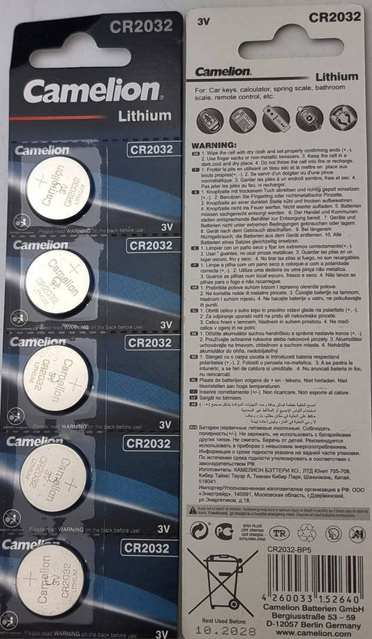 5x Camelion  Lithium 3V Batterie CR2032