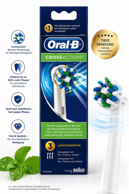 Braun Oral-B CrossAction Aufsteckbürsten, 3 Stück