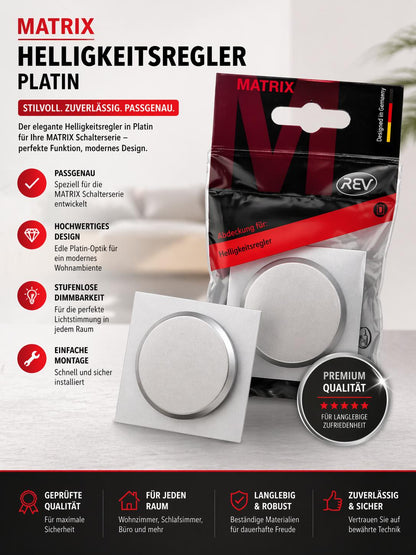 REV Matrix, Dimmer Abdeckung, Drehknopf für Regler, platin