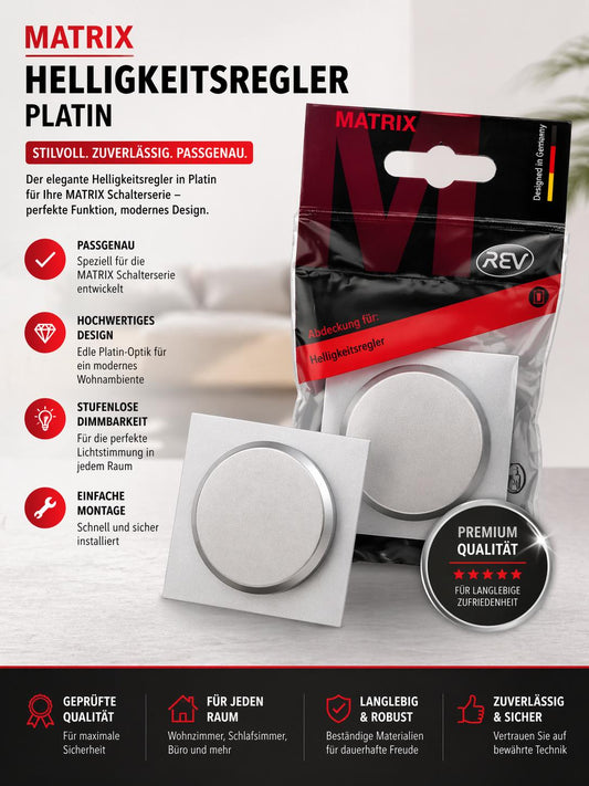 REV Matrix, Dimmer Abdeckung, Drehknopf für Regler, platin