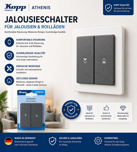 Kopp Jalousieschalter, 1 Stück, Platin, 601543081 Venedig