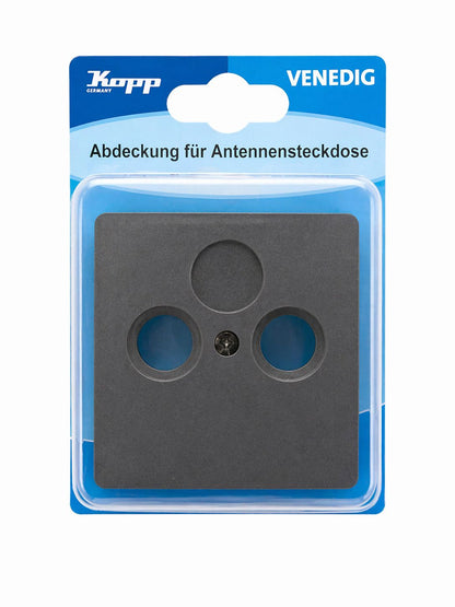 Kopp Abdeckung Antennensteckdose 2-fach, 1 Stück, Platin, 491943183 Venedig