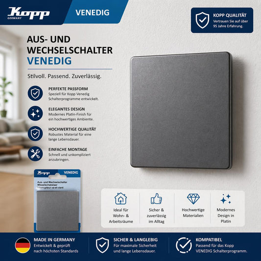 Kopp A/W-Schalter, 1 Stück, Platin, 600643083 Venedig