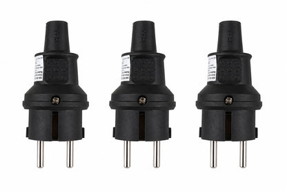 Heitech Schuko Stecker Gummi Schwarz IP44 Schutzkontakt
Stecker Gummi 3 Stück IP44 (3 Stück)