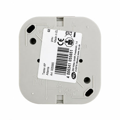 REV 005565 Atlantik, Druckknopf-Lichtschalter, Feuchtraum IP44, 1-polig, Aufputz, grau