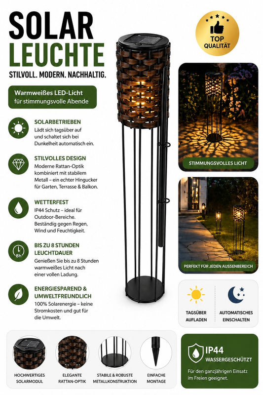 Solar-Gartenleuchte mit Bewegungsmelder, Gartenlampe