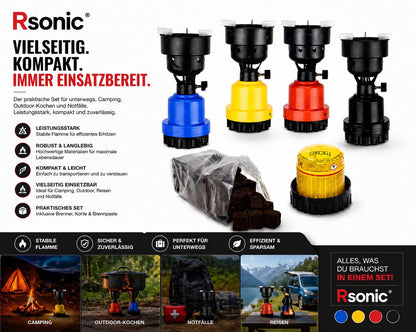 Rsonic Gaskocher inkl. 1 kg Kohle & 1 Gaskartusche 190gr