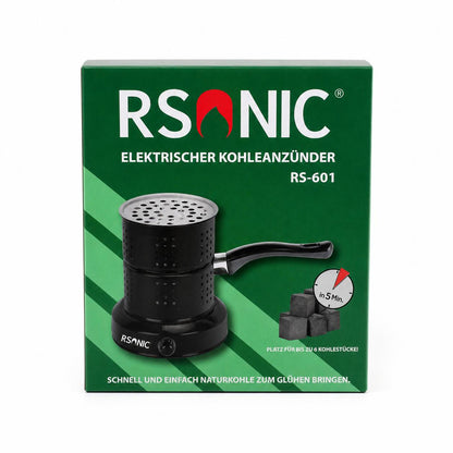 RSONIC Elektrischer Kohleanzünder RS-601 – Schnell, Sicher & Leistungsstark | Shisha, Grill & Outdoor + 1Kg Kohle