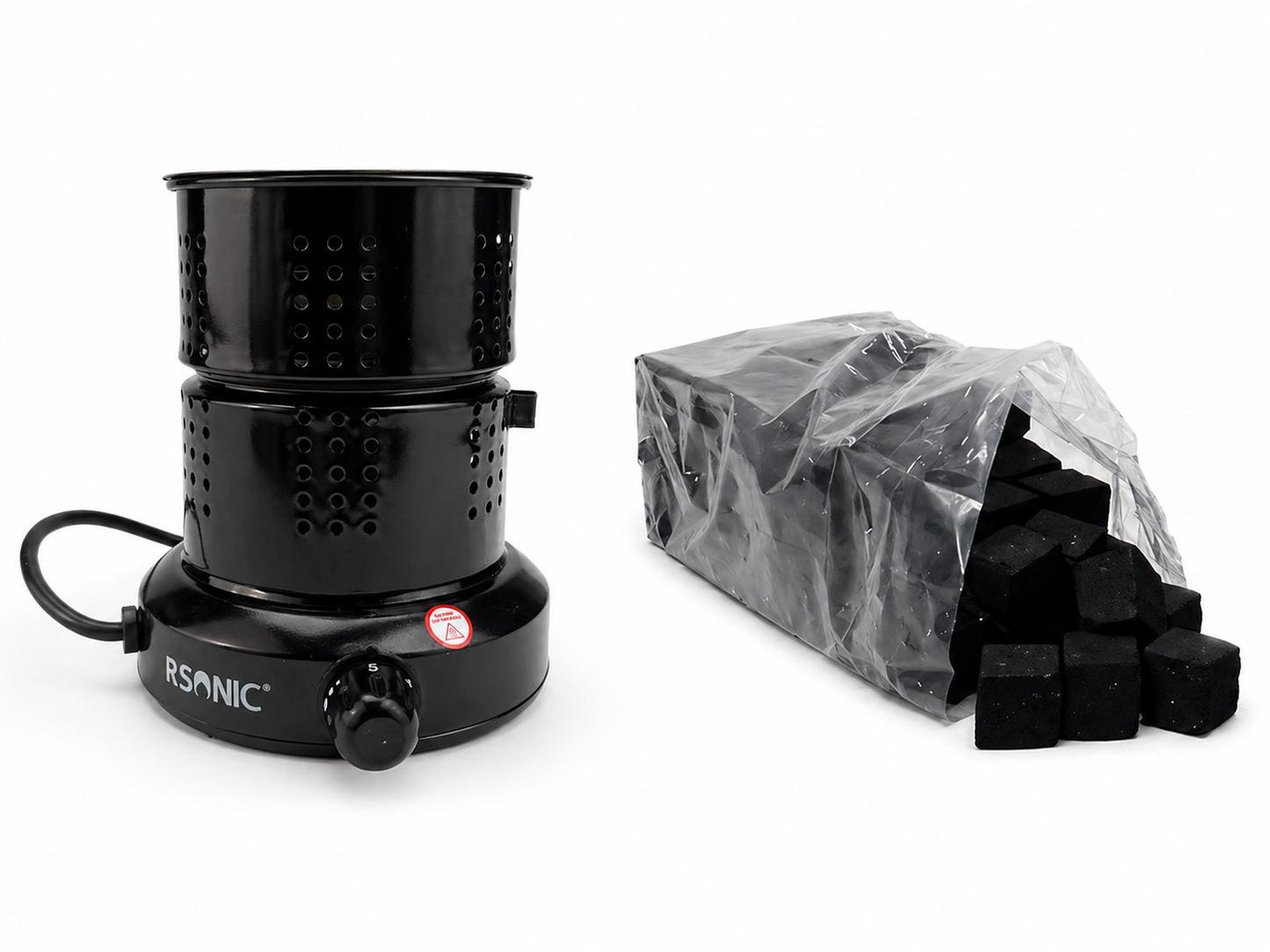 RSONIC Elektrischer Kohleanzünder RS-601 – Schnell, Sicher & Leistungsstark | Shisha, Grill & Outdoor + 1Kg Kohle