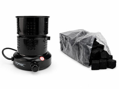 RSONIC Elektrischer Kohleanzünder RS-601 – Schnell, Sicher & Leistungsstark | Shisha, Grill & Outdoor + 1Kg Kohle