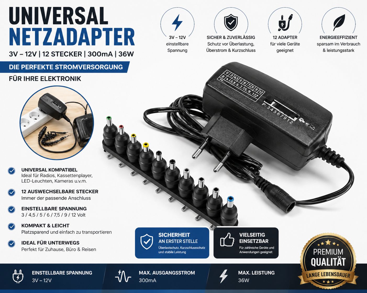Kopp Universal Netzadapter Ausgangsspannung 3-12V anpassbar