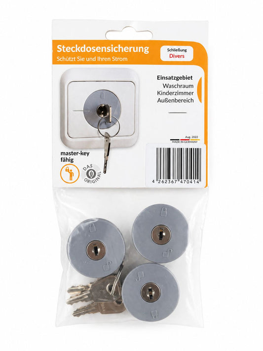 3er Set Steckdosensicherung mit Schlüssel Steckdose Schuko Sicherung