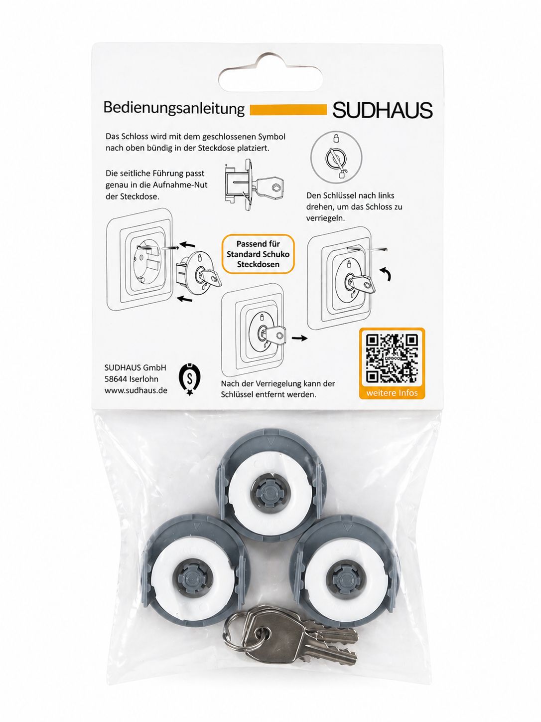 3er Set Steckdosensicherung mit Schlüssel Steckdose Schuko Sicherung