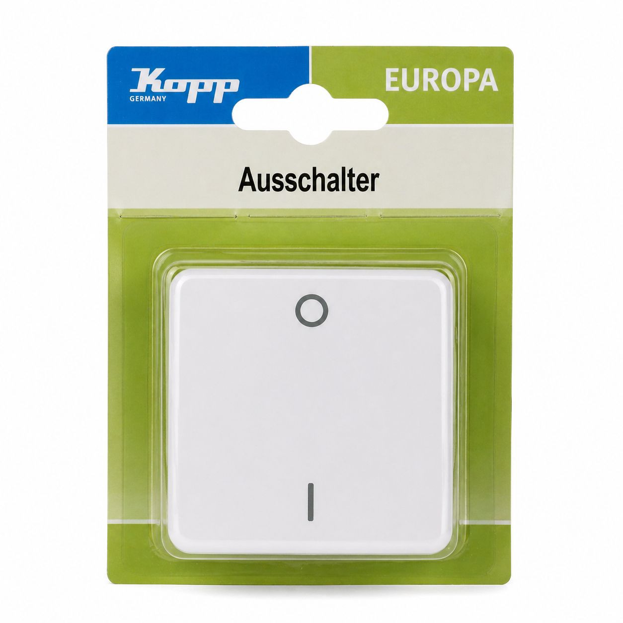 Kopp EUROPA Ausschalter 2-polig – Arktisweiß | Hochwertiger Lichtschalter für Zuhause & Gewerbe