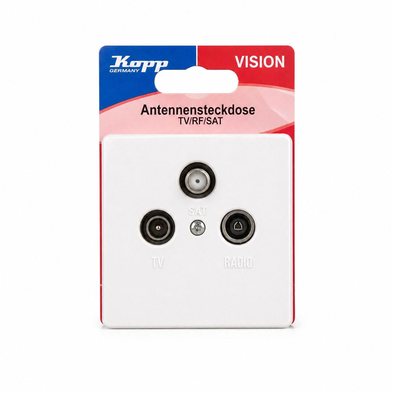 KOPP Antennensteckdose SAT-TV-RF Dose VISION arktis-weiss UP Unterputz 3-Loch
