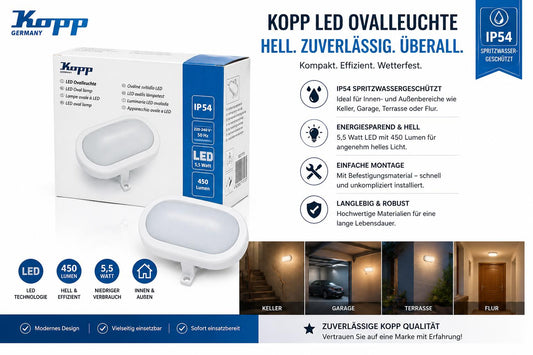 LED Ovalleuchte, 5,5W, Farbe: weiß
