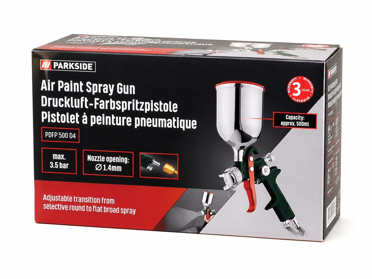 Druckluft-Farbspritzpistole 3,5 bar Niederdrucktechnik schneller Sprühnebel