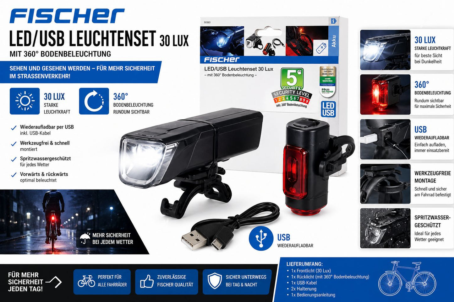 Fischer LED/USB Leuchtenset 30 Lux